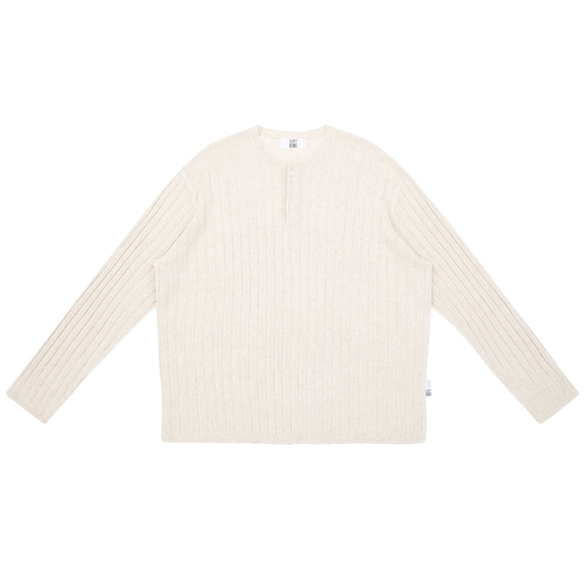 Linen Lyocell Stripe Henley Sweater - Empty Reference