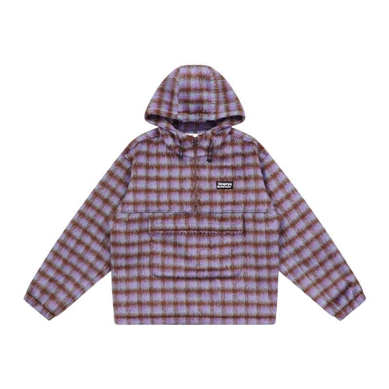 Plaid Fleece Pocket Hoodie - Empty Reference