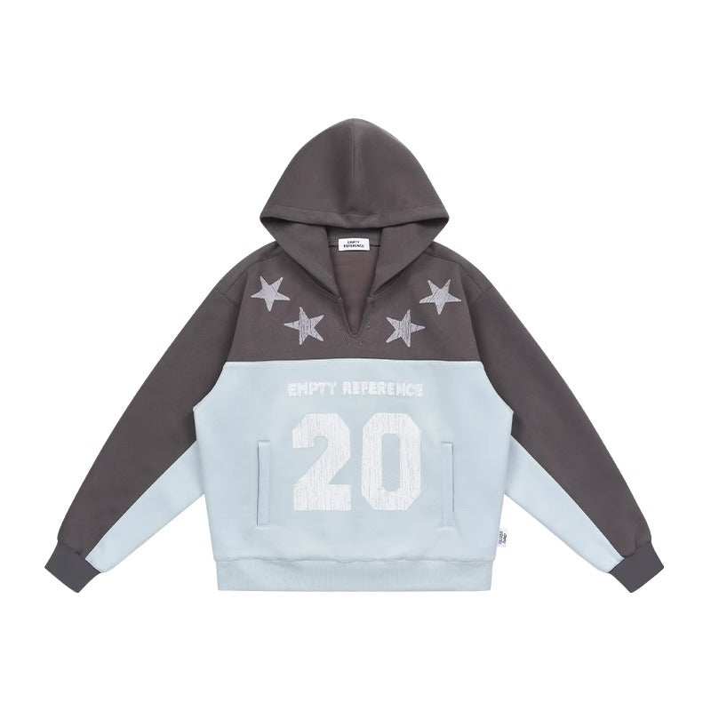 Star Letter Patchwork Hoodie - Empty Reference