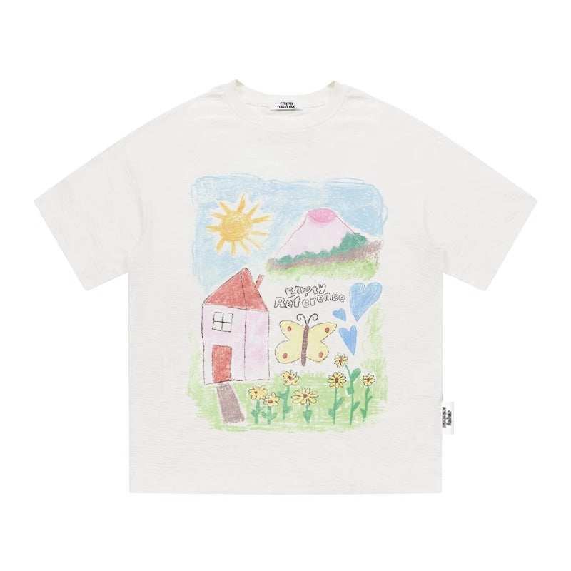 Whimsical Sketch Cotton Tee - Empty Reference