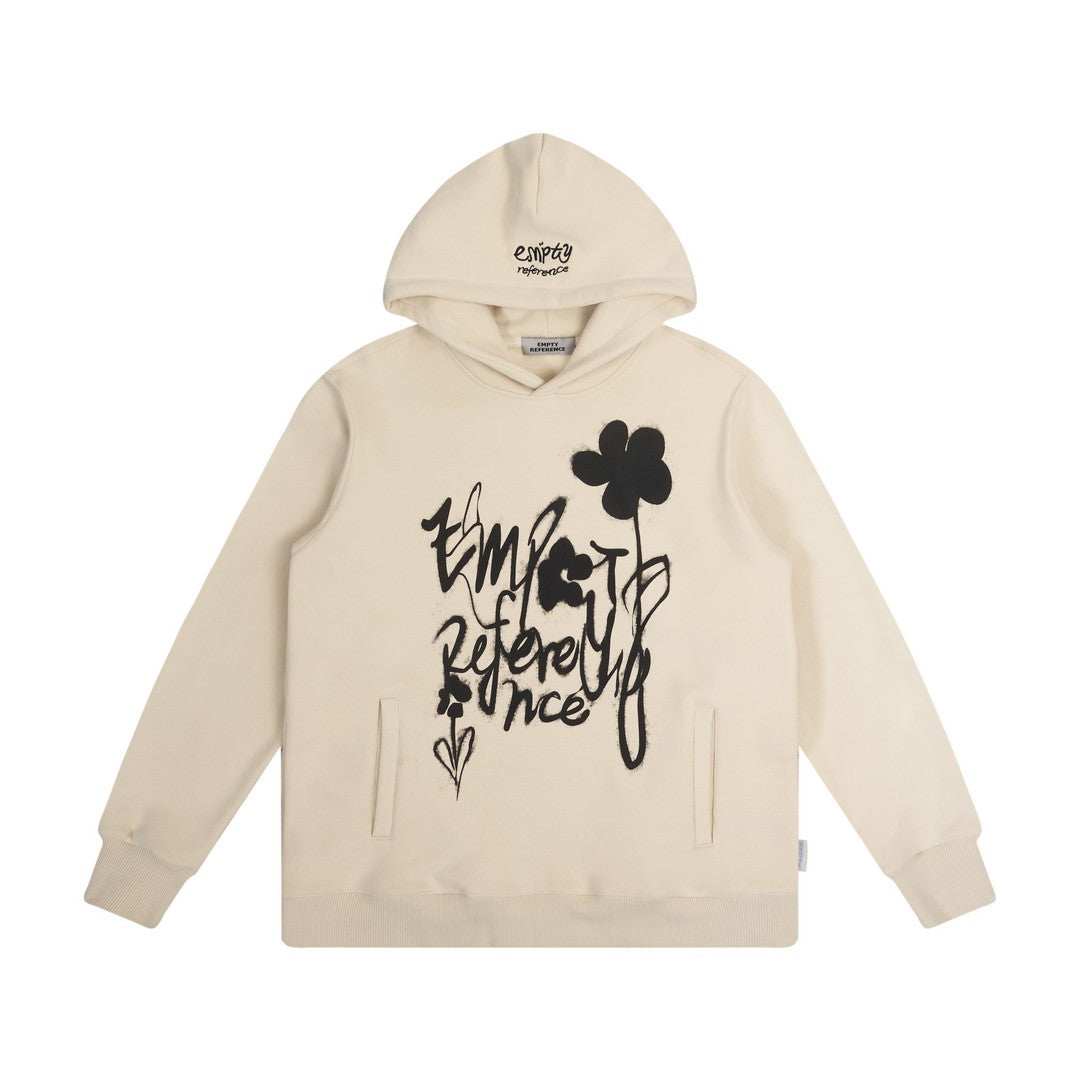 Ink Splash Floral Text Hoodie - Empty Reference