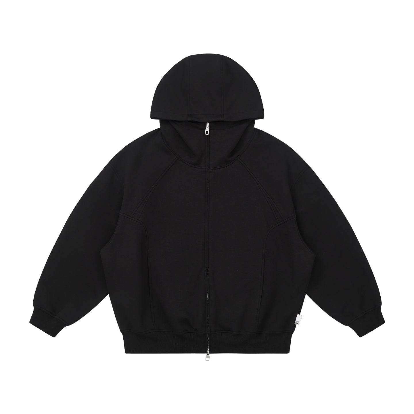 Black Panel Zip Hoodie - Empty Reference
