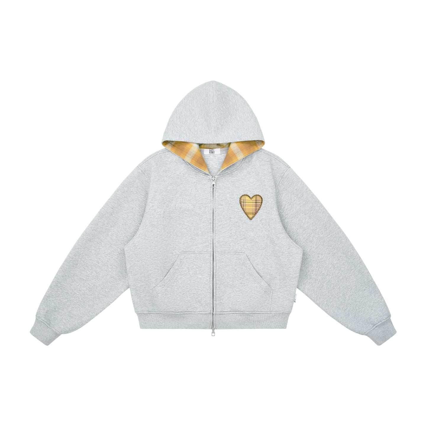 Plaid Embroidered Zip Hoodie - Empty Reference