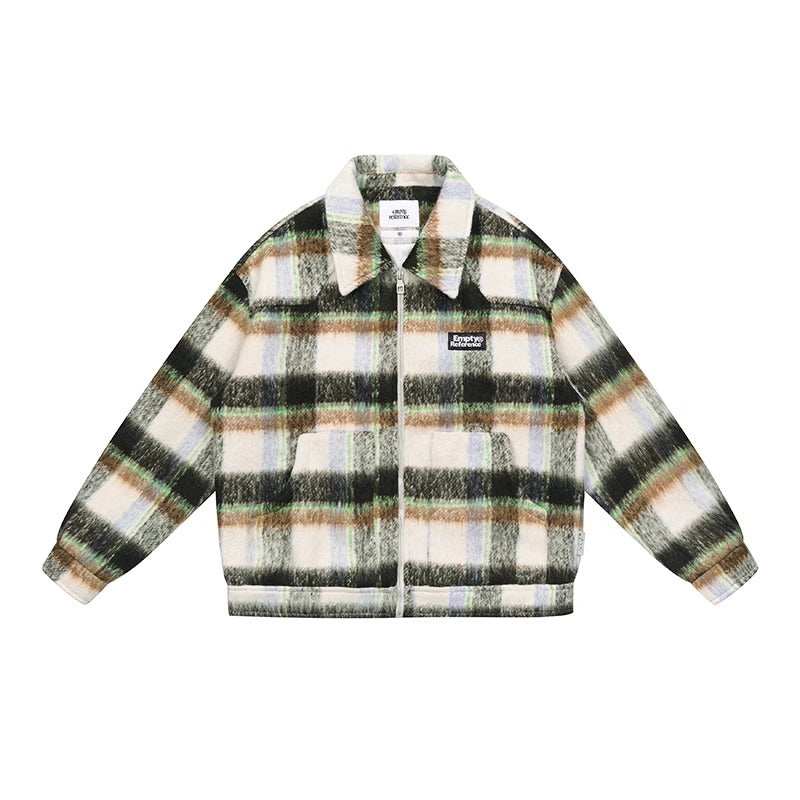 Fleece Plaid Collar Jacket - Empty Reference