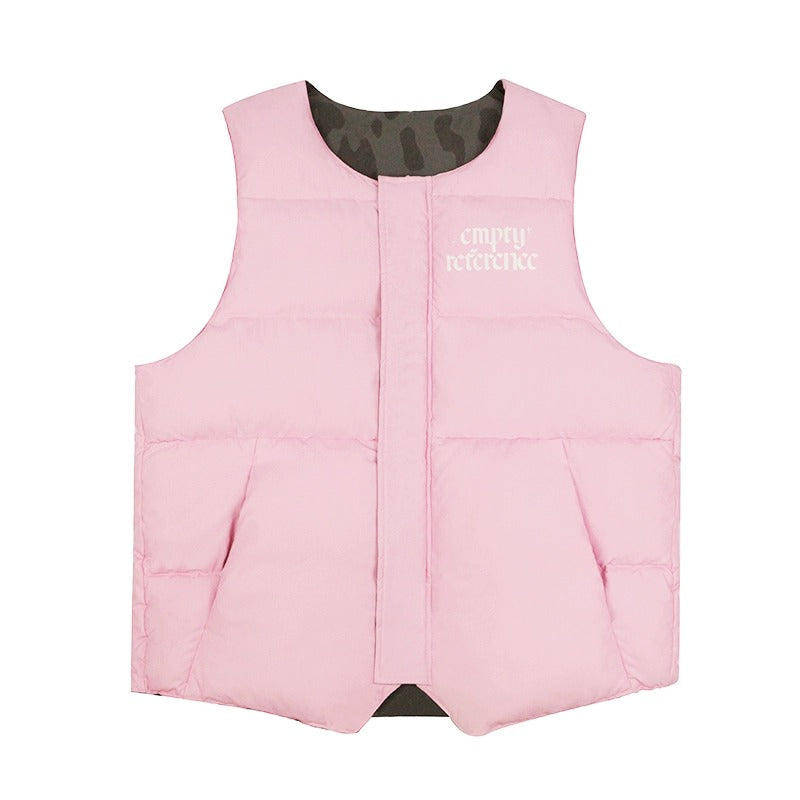 Reversible Leopard Embroidered Puffer Vest