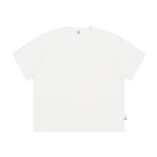 The Raw Edge Snow Tee - Textured Cotton with Sculptural Pocket