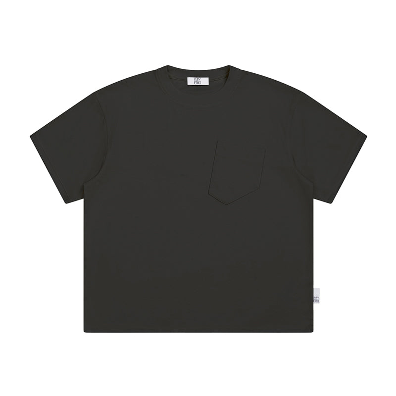 The Raw Edge Snow Tee - Textured Cotton with Sculptural Pocket