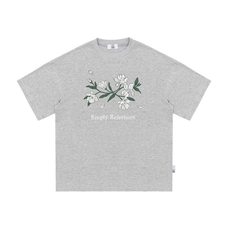 The Snowfall Sakura Tee - Textured Snow Fabric with Hand-Drawn Cherry Blossom