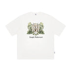 The Woodland Estate Tee - White Snow Fabric with Watercolor Manor & Forest