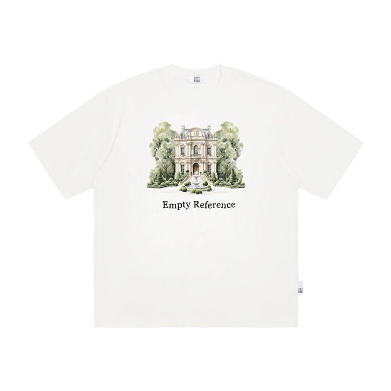 The Woodland Estate Tee - White Snow Fabric with Watercolor Manor & Forest