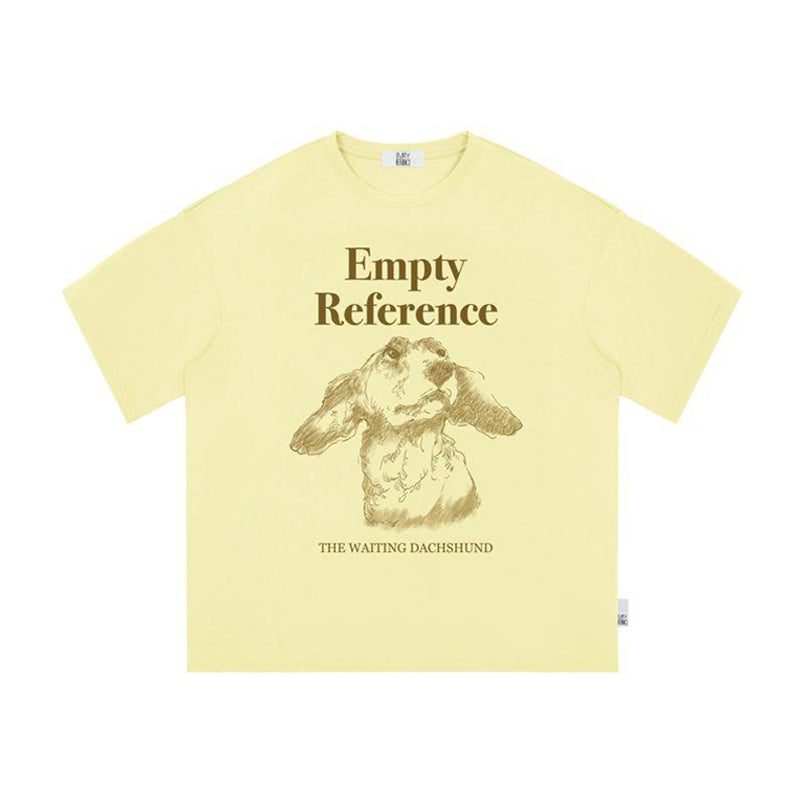 The Earnest Gaze Tee - Buttercream Snow Fabric with Sketch of a Cocker Spaniel