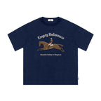 The Suspended Leap Tee - Navy Snow Fabric with Hand-Drawn Equestrian Jump