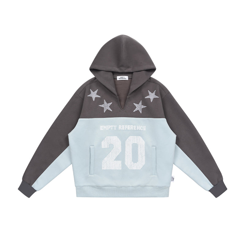 Star Letter Patchwork Hoodie