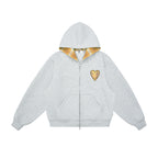 Plaid Embroidered Zip Hoodie