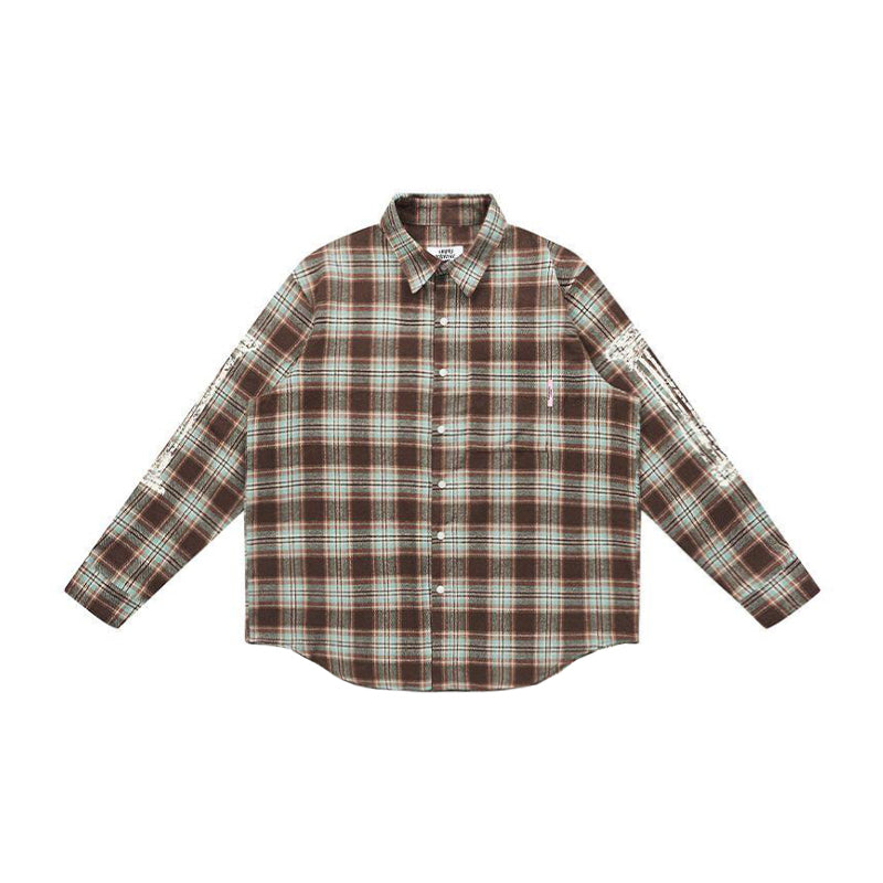 Grid Print Graphic Shirt
