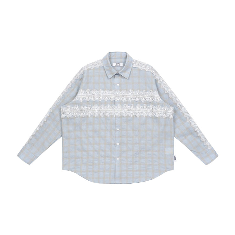 Lace Trim Plaid Shirt