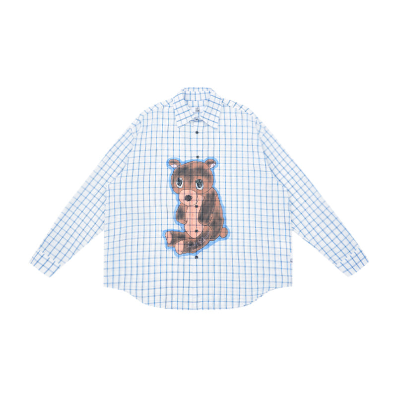 Sad Bear Plaid Cuban Shirt