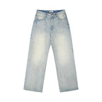 Vintage Wash Denim with Custom Hardware & Destructed Hem