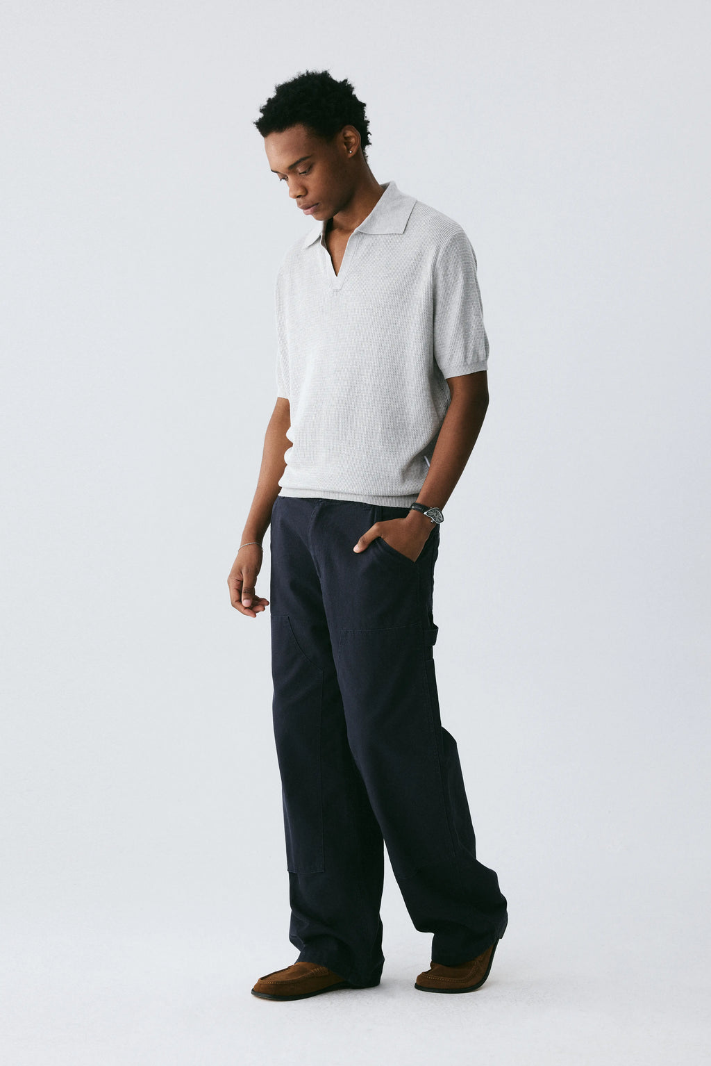 Washed Pique Trousers