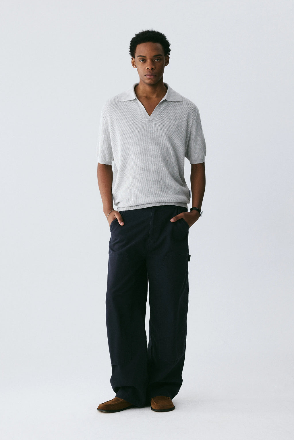 Washed Pique Trousers