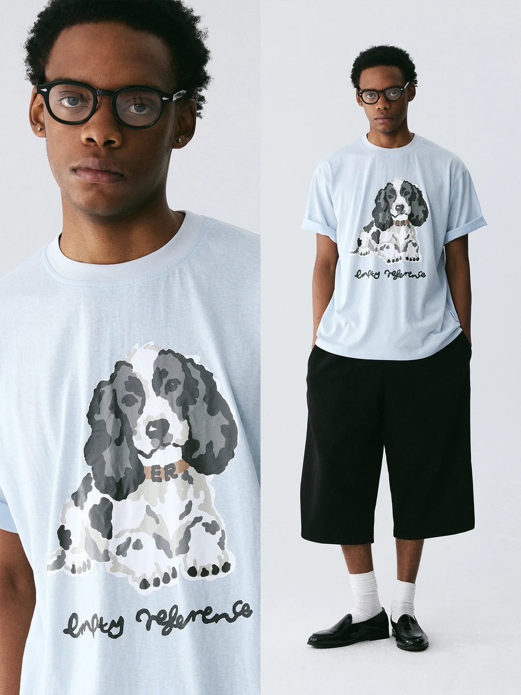 The Resting Spaniel Tee - Sky-Blue Snow Fabric