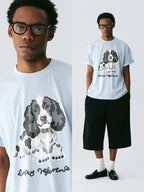 The Resting Spaniel Tee - Sky-Blue Snow Fabric