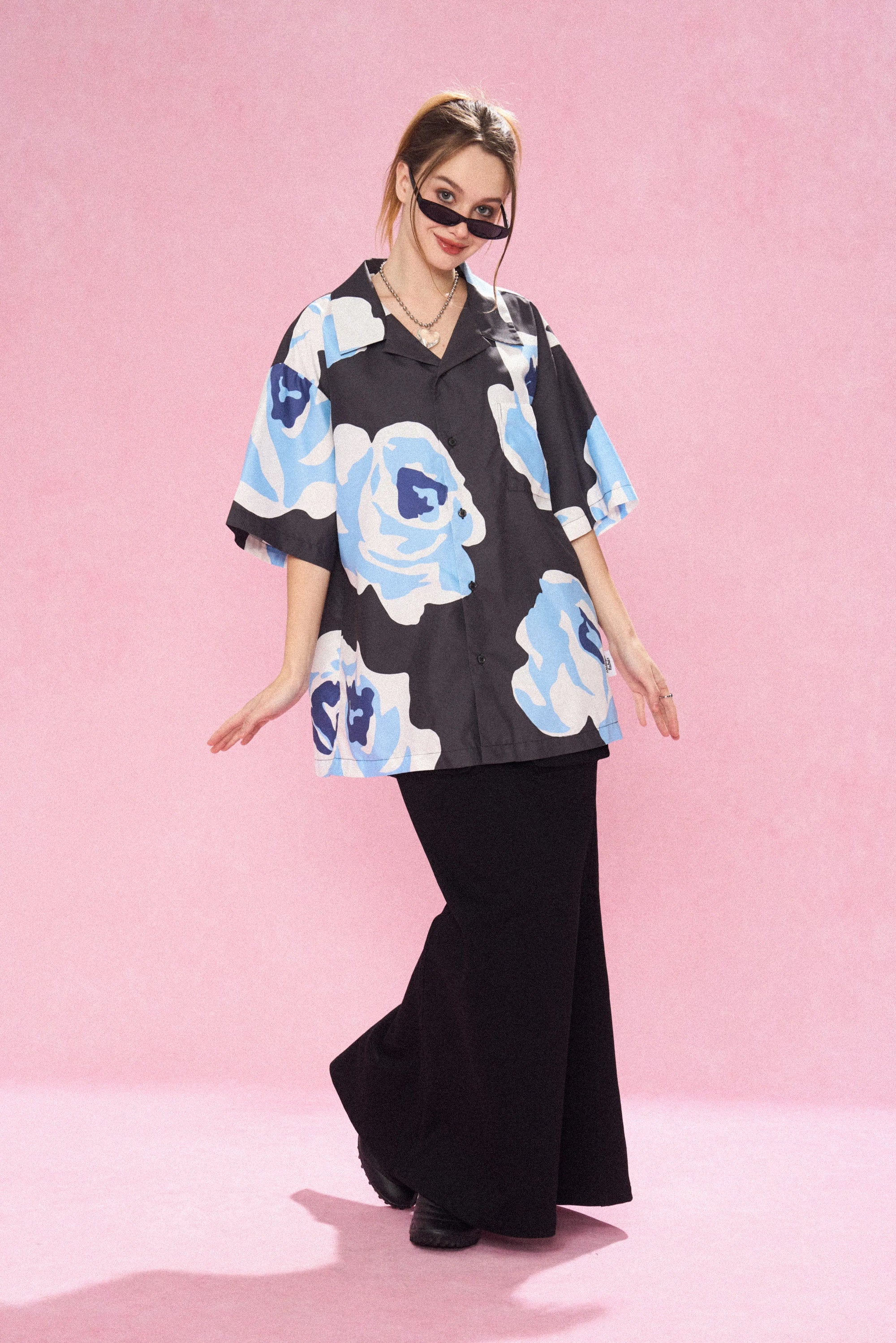 Hand-Drawn Rose Graphic Shirt