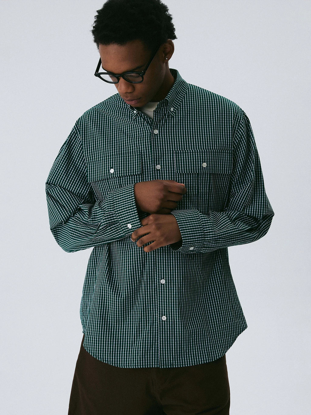 Empty Reference Forest Green Plaid Shirt | Relaxed Utility Overshirt