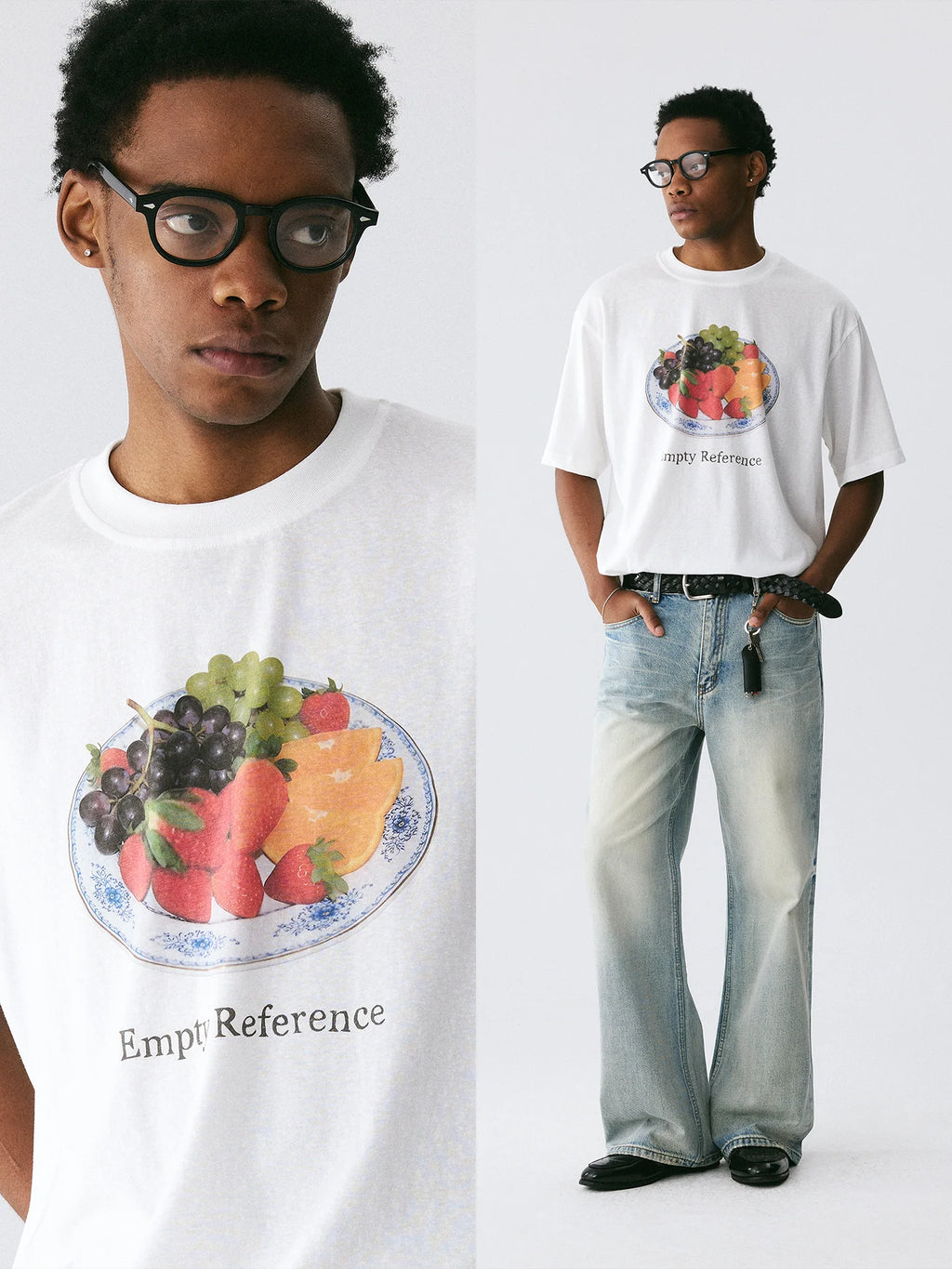 The Fruit Plate Tee - White Snow Fabric with Photorealistic DTG Fruit Print