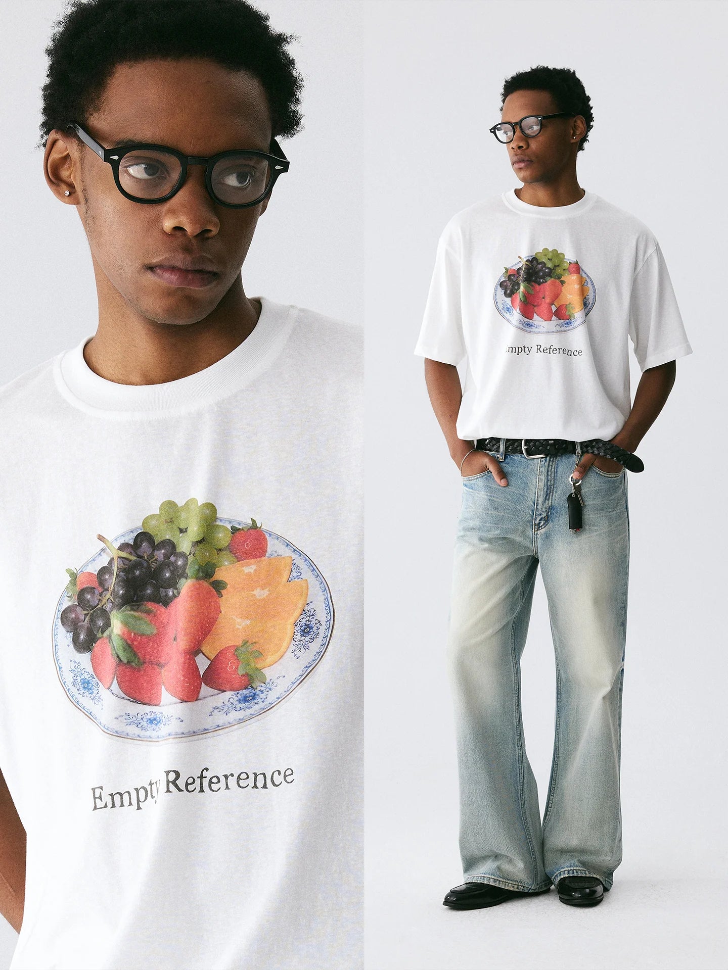 The Fruit Plate Tee - White Snow Fabric with Photorealistic DTG Fruit Print