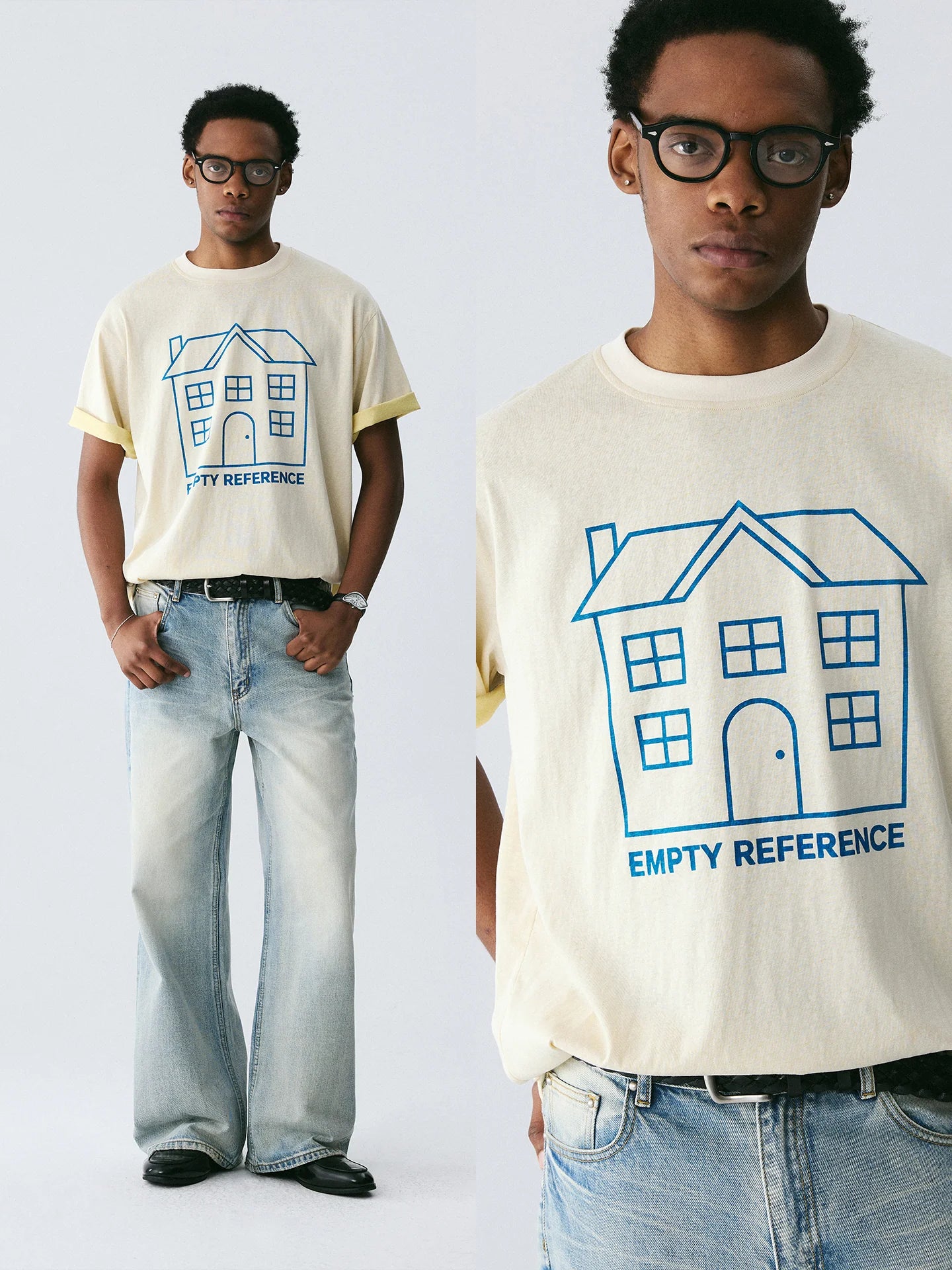 The Drawn Dwelling Sweatshirt - Double-Layer Snow Fabric & Blue Line House