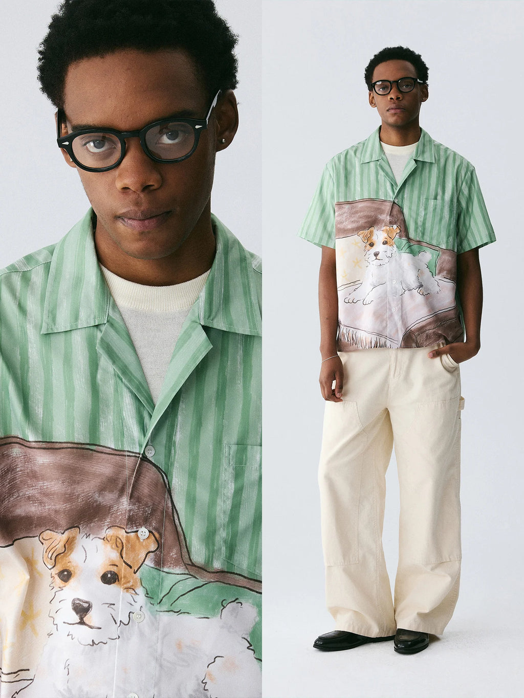 The Cozy Afternoon Shirt - Full-Print Watercolor Scene with Dog & Sofa