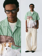 The Cozy Afternoon Shirt - Full-Print Watercolor Scene with Dog & Sofa