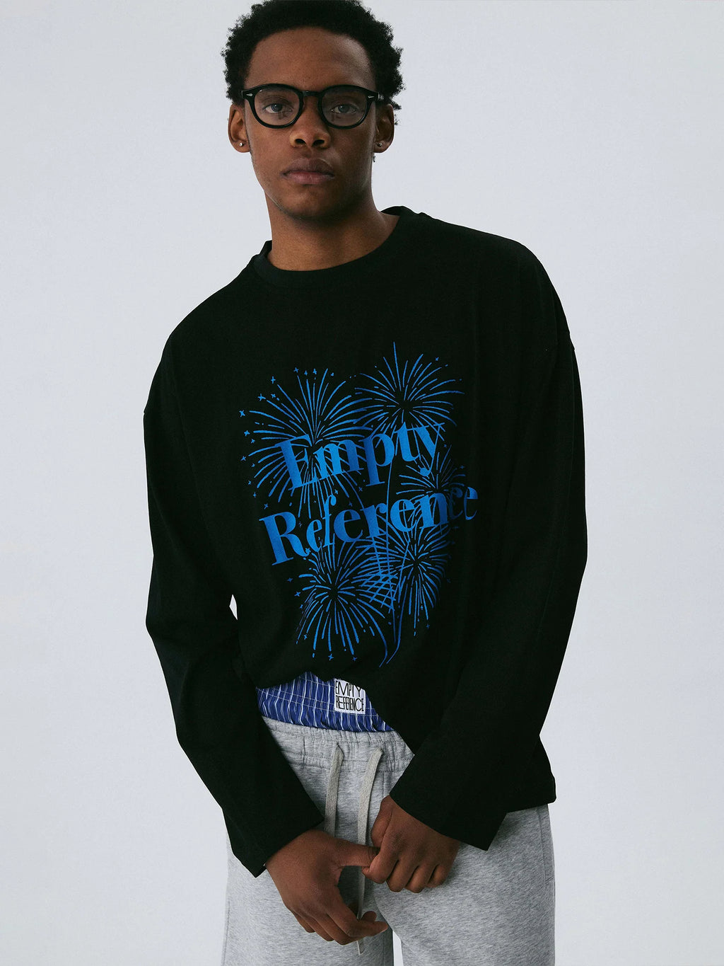 Empty Reference Firework Graphic Long Sleeve Tee | Original Artwork Top