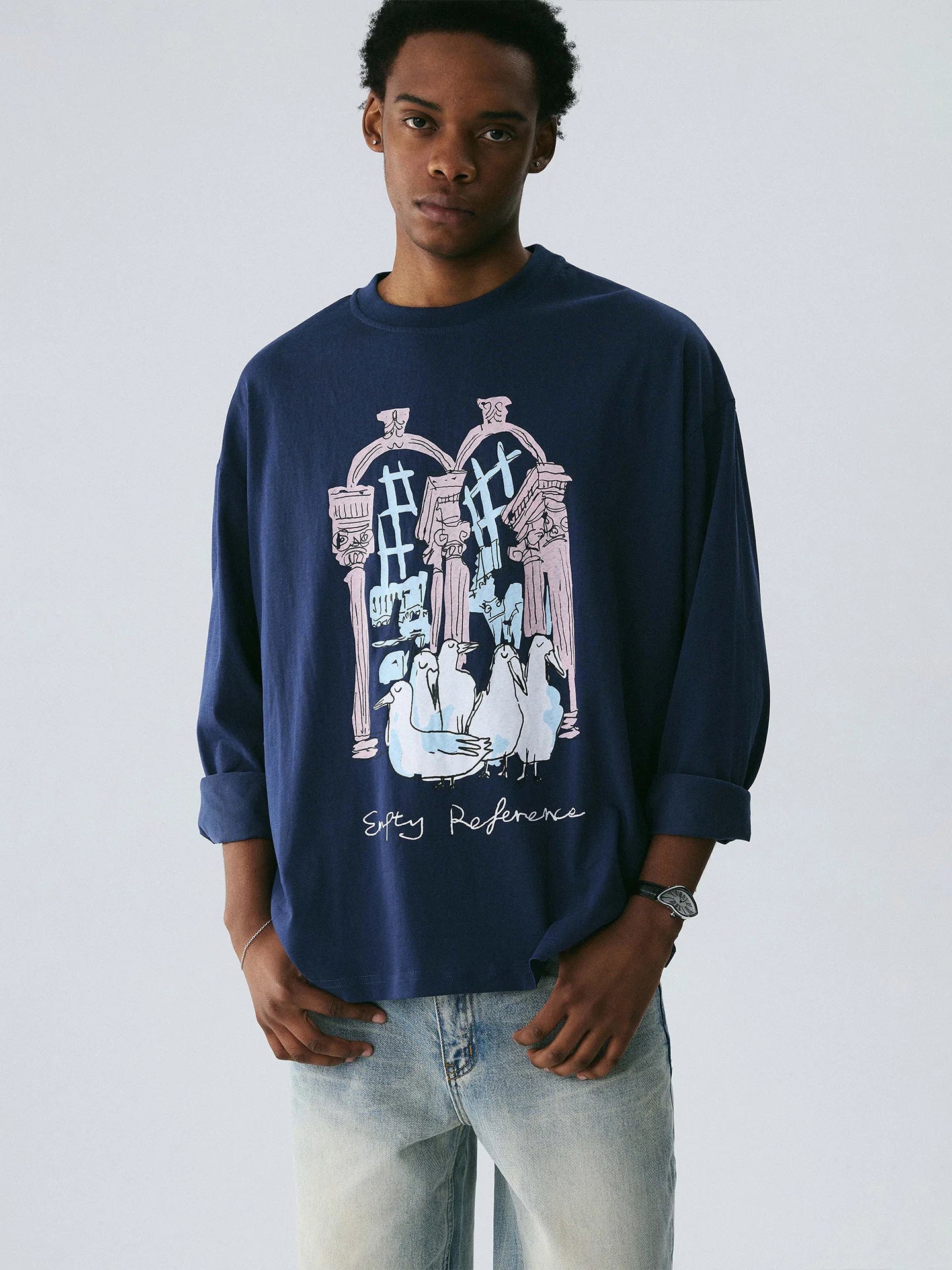 Empty Reference Original Artwork Long Sleeve Tee | Hand-Drawn Graphic Shirt