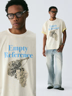 The Sketch Grape Bunch Tee - Apricot Snow Fabric with Charcoal-Style Grape Cluster & Blue Logo