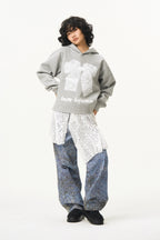 Lace Bow Graphic Sweatshirt