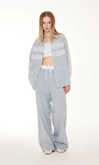 Lace Panel Plaid Pants