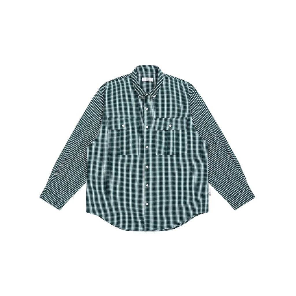 Empty Reference Forest Green Plaid Shirt | Relaxed Utility Overshirt