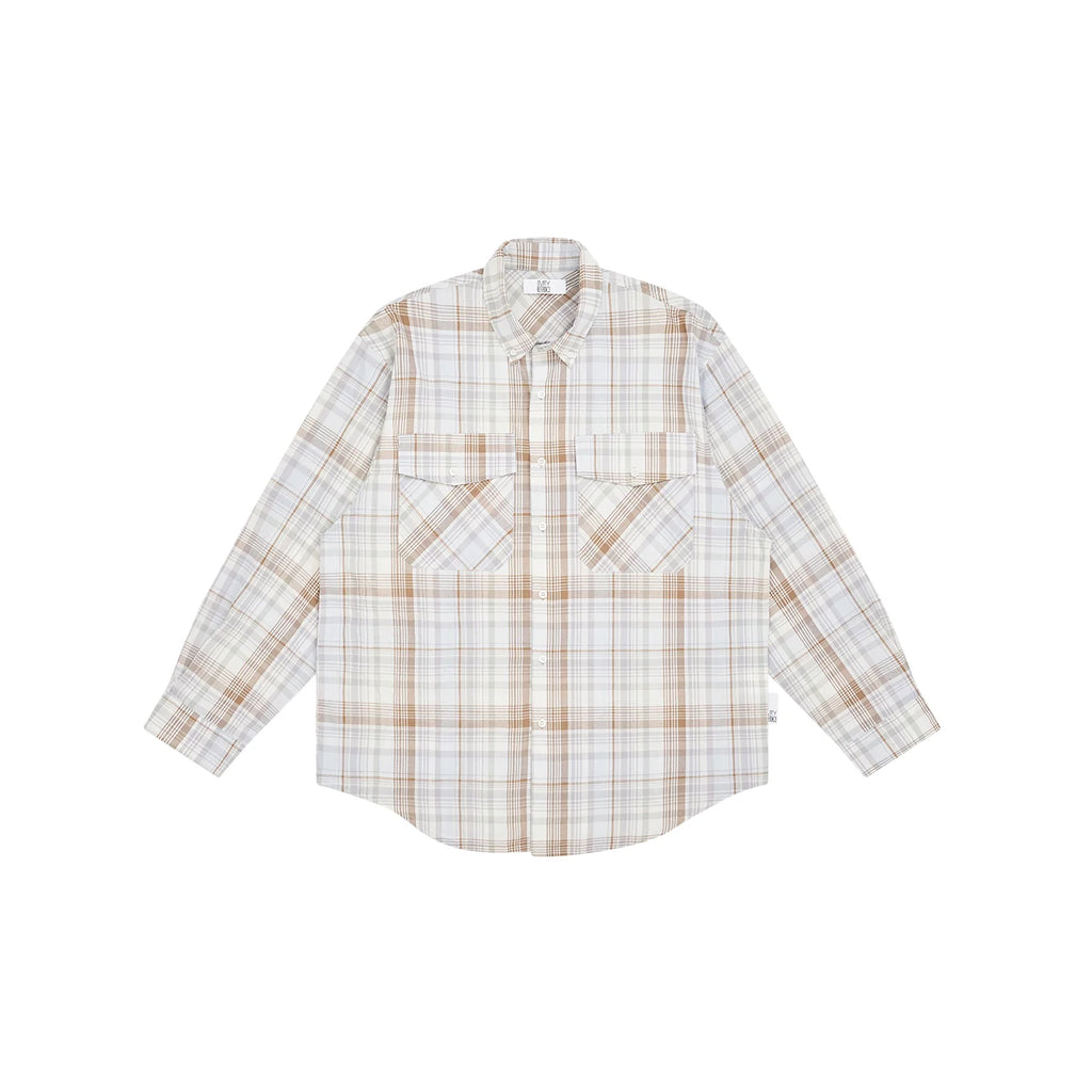 Empty Reference Classic Plaid Overshirt | Blue Brown Check Shirt