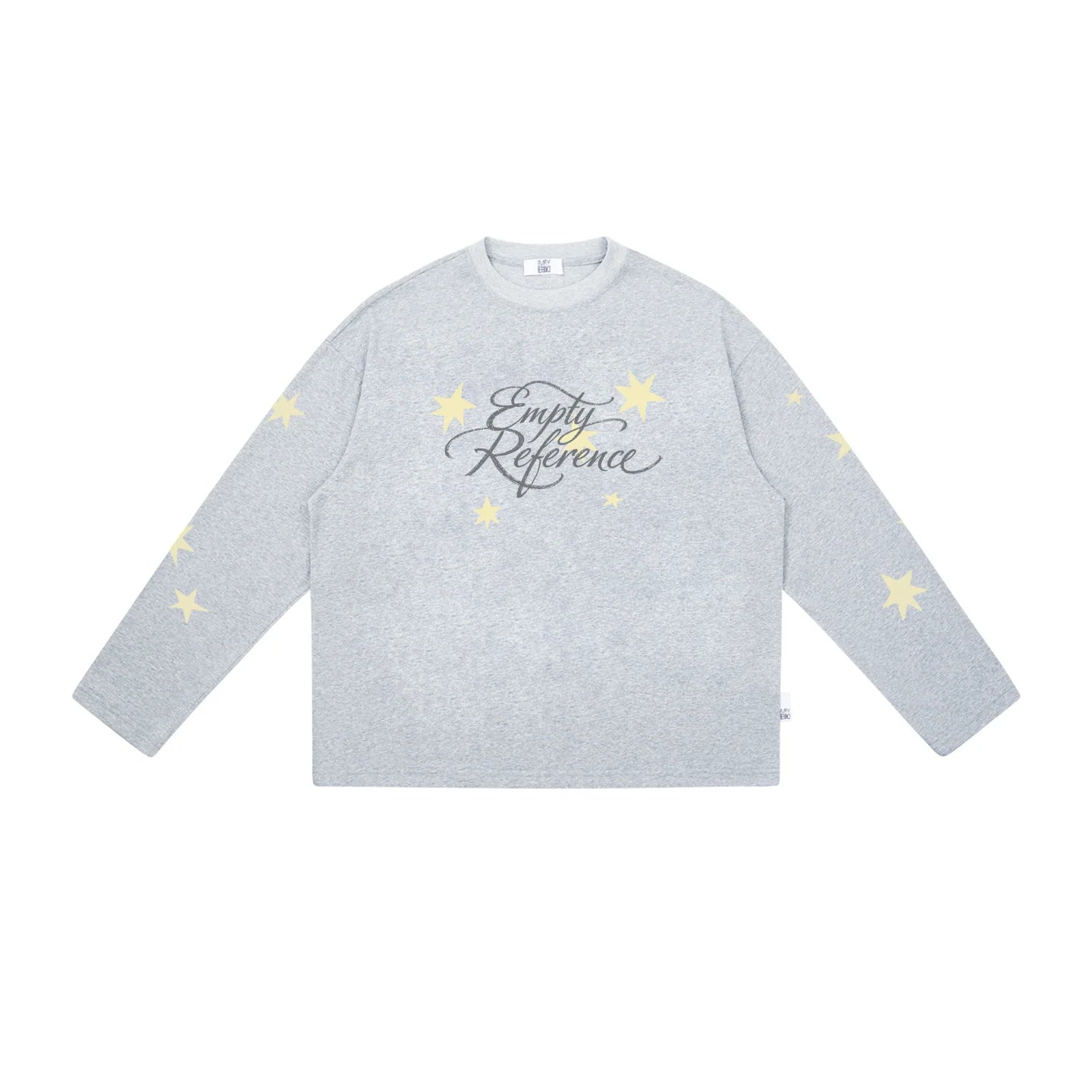 Empty Reference Star Graphic Long Sleeve Tee | Oversized Grey Top