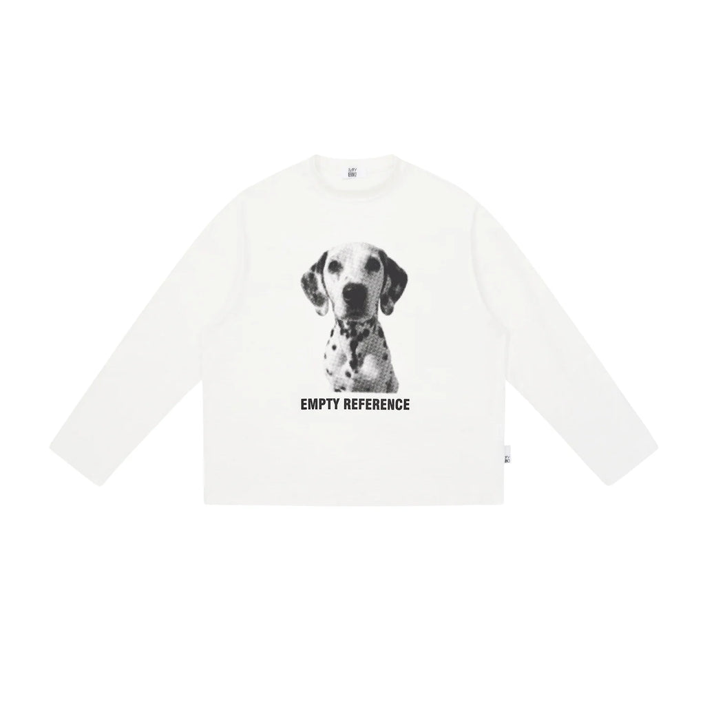 Empty Reference Dog Portrait Long Sleeve Tee | Minimal Graphic Top
