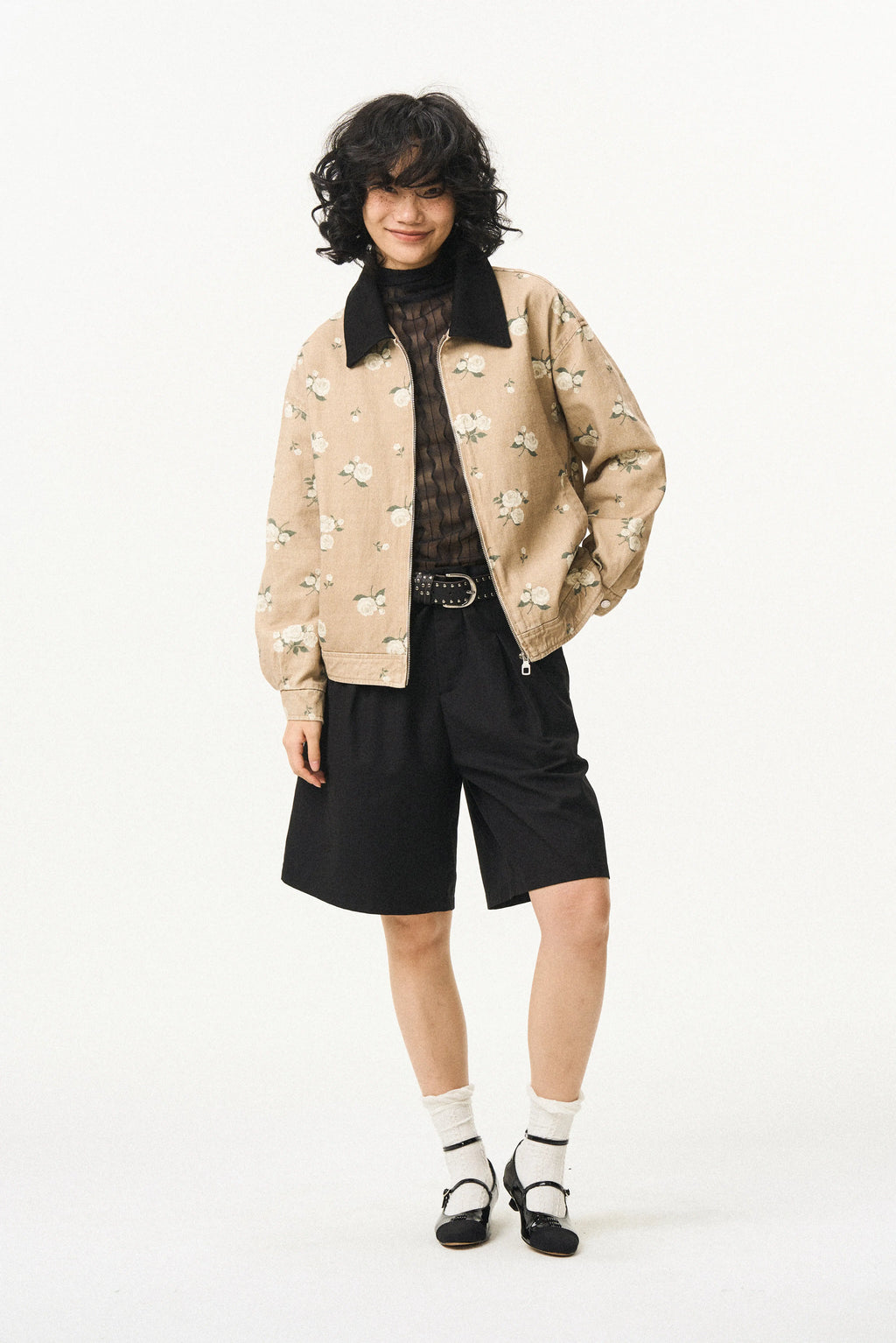 Washed Panelled Print Jacket