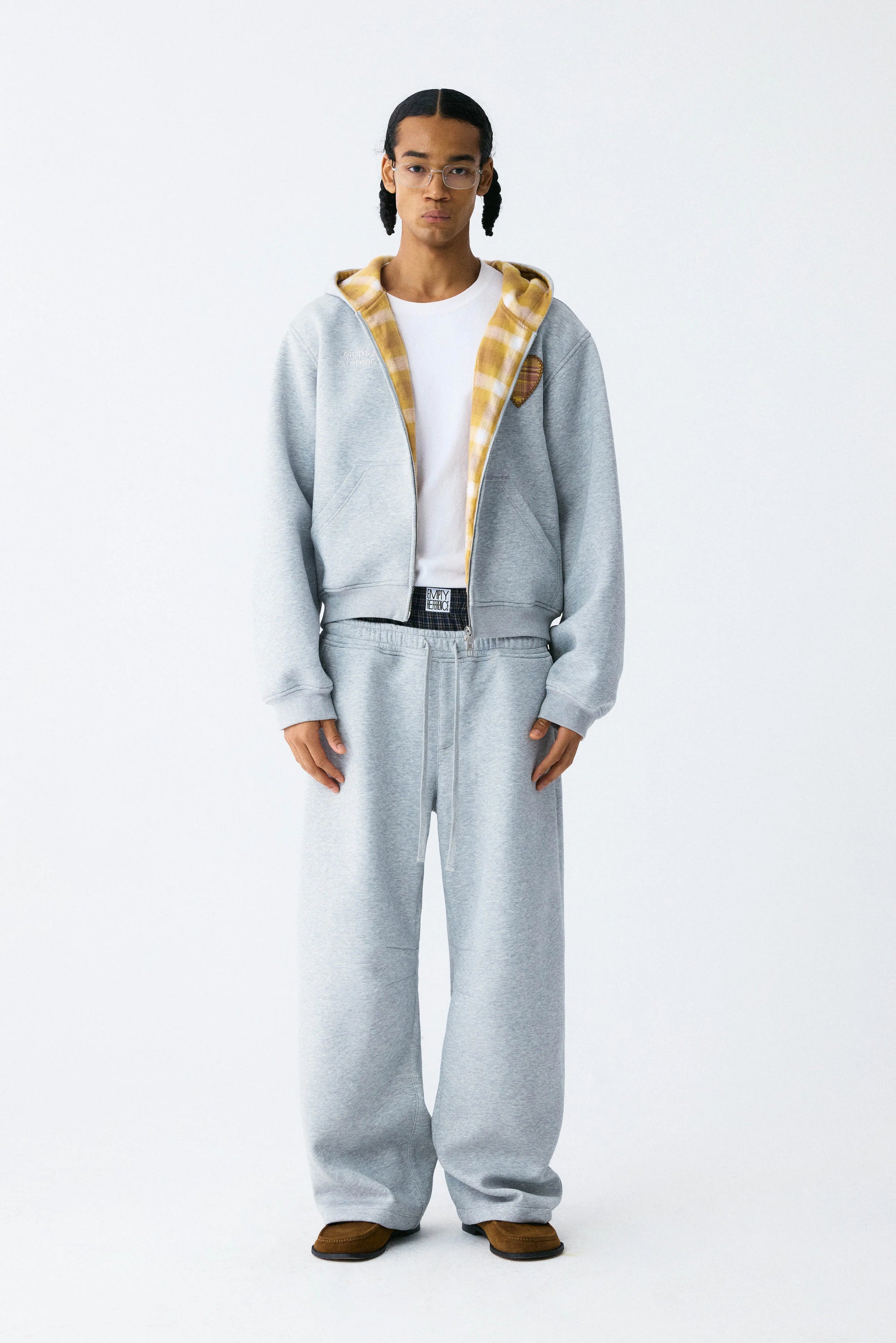 Plaid Embroidered Zip Hoodie