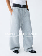 The Double Waist Sweatpant - Heather Grey Knit with Blue Gingham Panel & Woven Label