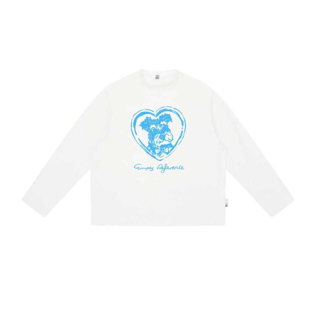 Empty Reference Dog Illustration Long Sleeve Tee | Original Graphic Shirt