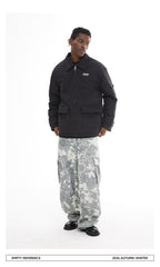 Washed Camo Print Overalls