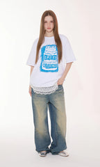 White Soft Graphic Lounge Tee