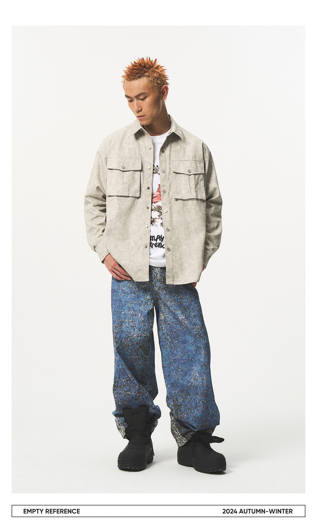 Faux Leather Utility Shirt Jacket