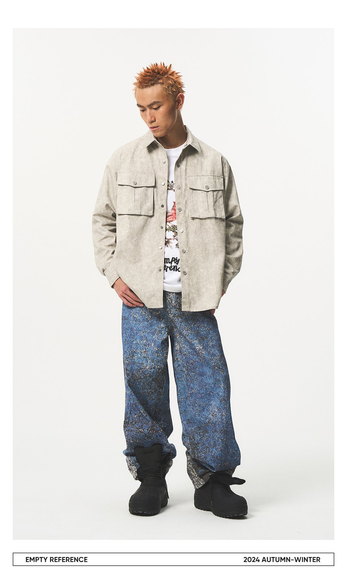 Faux Leather Utility Shirt Jacket